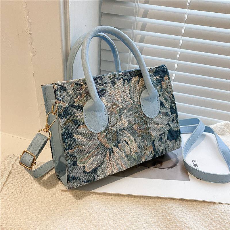 Yogodlns Floral Graphic Satchel Bag For Women Fashion Small Square Bag Fashion Portable Handbag Designer Shoulder Crossbody Bags