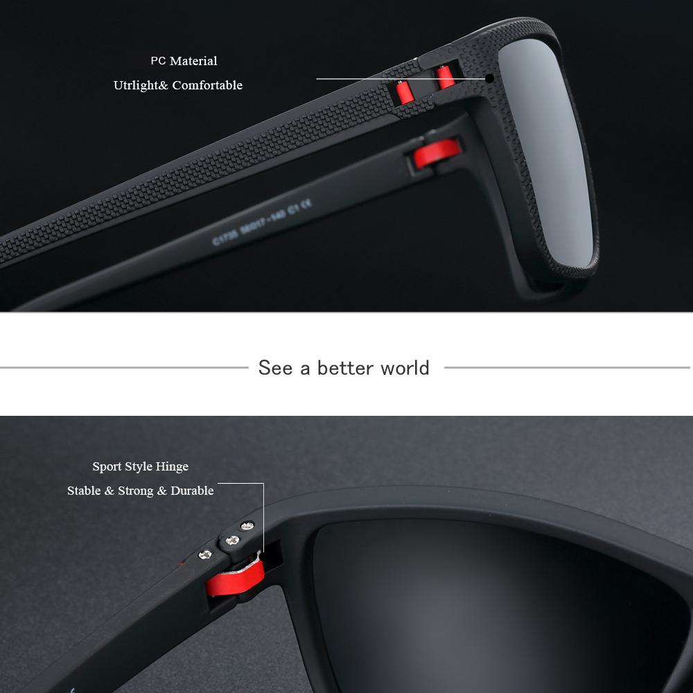 Gafas de Sol Clásicas para Hombre Marca BARCUR Comodidad Duradero Montura Rectangular de PC Lente TAC Versátil Edad Gafas de Sol Polarizadas