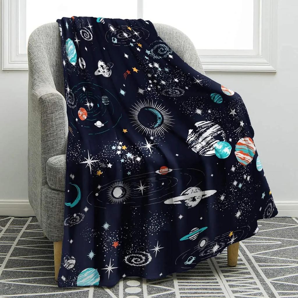 Galaxy Blanket Outer Space Starry Sky Flannel Throw Blanket for Bed Sofa Couch Warm Soft for Boys Girls  Birthday Festival Gift
