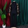 Mono Casual Elegante de Mujer con Cintura Alta, Manga Larga, Malla Recta Patchwork