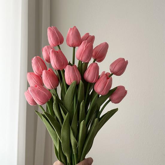 Artificial Tulip Realistic Fake Flower Branch Home Office Wedding Party Table Centerpiece Indoor Outdoor Faux Bloom Decoration