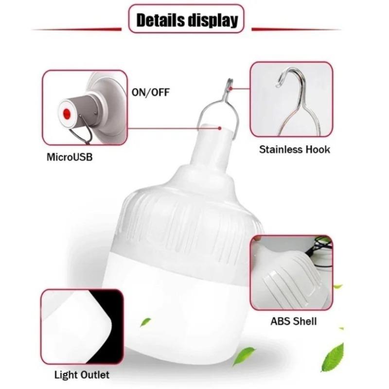 Portable Outdoor BBQ Camping Lights USB Rechargeable lamp LED Emergency Bulb Hook High Power Tents Lantern Night Lights Bulb
