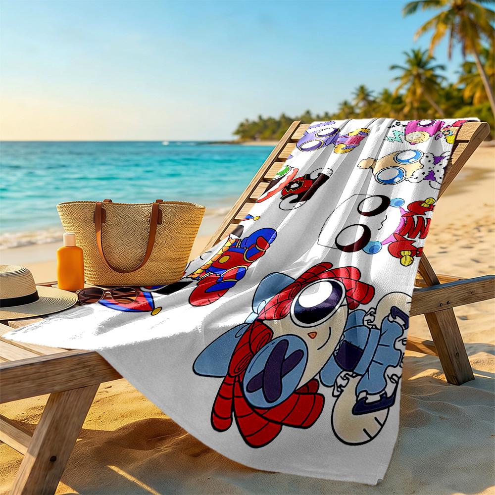 Digital Circus Beach Towel Super Soft Microfiber Quickdry Fabric Comfortable Lightweight