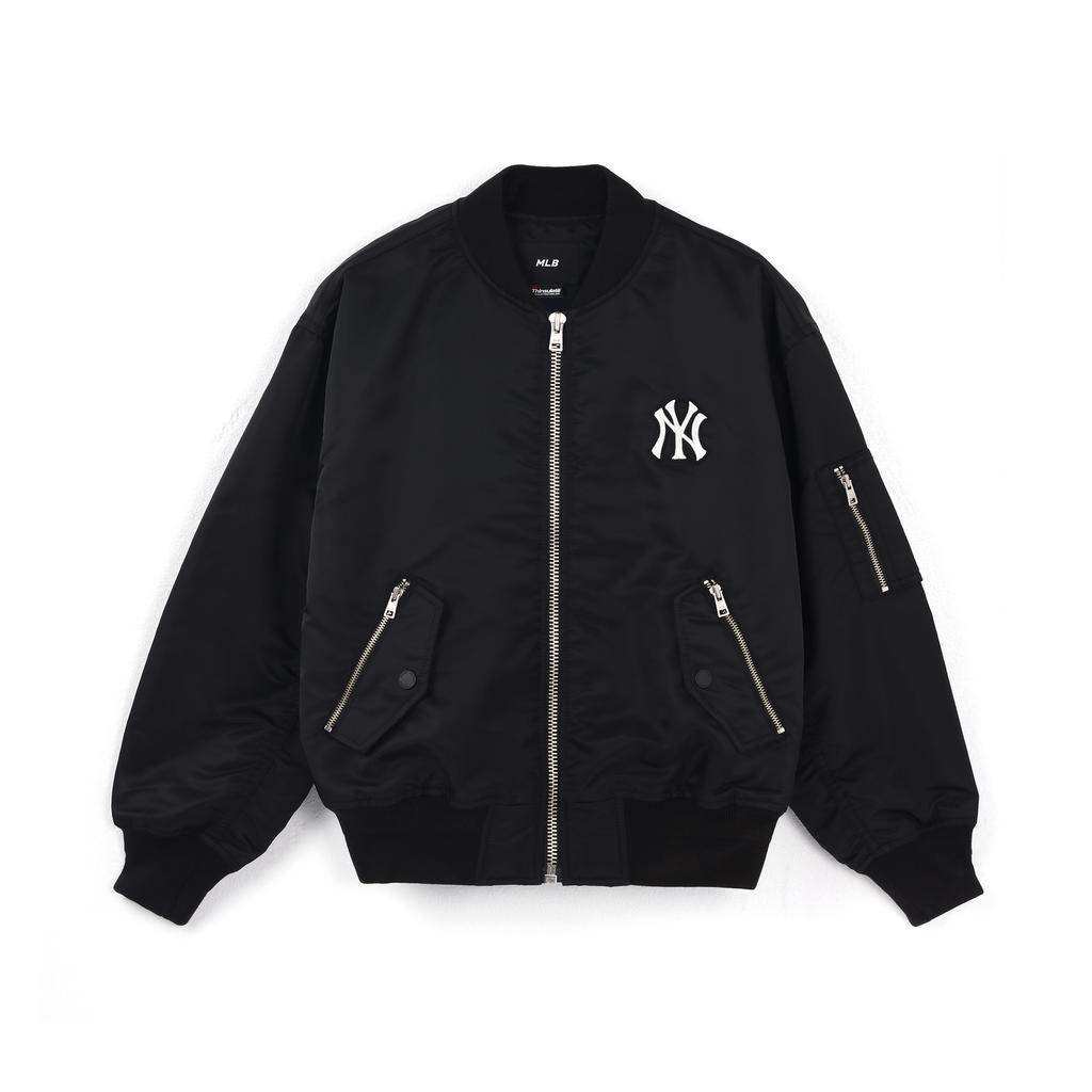 New MLB Base Logo Puffer Jackets Unisex Black 3AJPB0321-50BKS