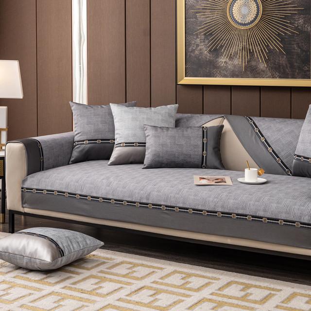 

Современный роскошный чехол для дивана, чехол для двухместного дивана, текстурированный лоскутный диван, подушка для мебели, протектор против скольжения 90x120cm 1pc темно серый