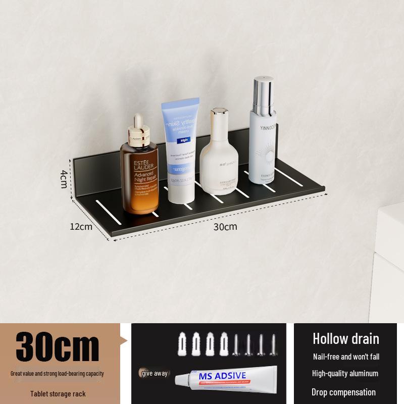 Wall-Mounted No-Drill Bathroom Vanity Shelf with Space for Faucet and Mirror