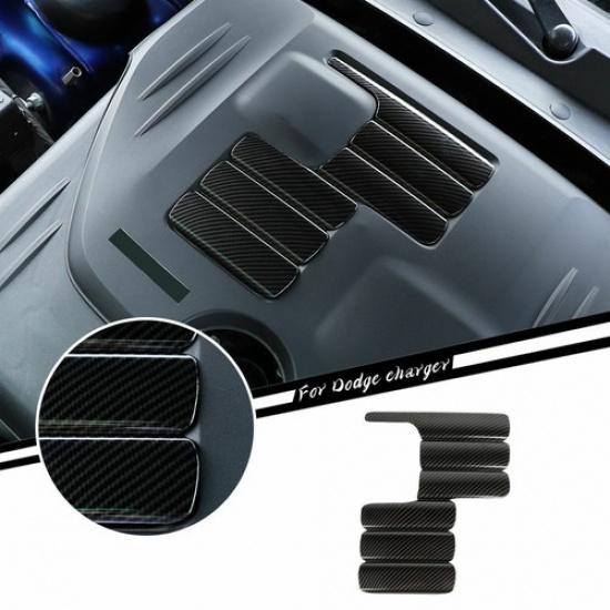 Carbon Fiber Engine Shroud Panel Decor Cover Trim For 2009- Dodge Challenger