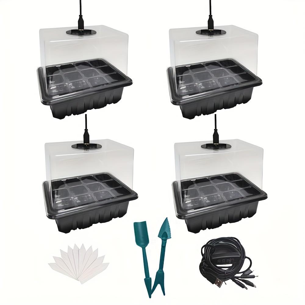 Conjunto de 4/5/6 peças de caixa de mudas elevada com 12 compartimentos e lâmpada, com 3 tipos de luz para iniciação de mudas e 4 opções de temporização