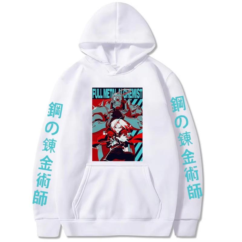 Hot Anime Fullmetal Alchemist Edward Elric and Alphonse Print Hooded Men Women Hoodies Casual Sweatshirt Harajuku Streetwear