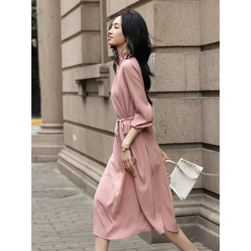 Autumn New Commuter Gentle Long Ruffled Collar Long Skirt Wind Dress Women