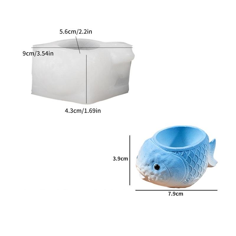 Cute goldfish flowerpot succulent plant flowerpot resin silicone mold carp storage box candle cup gypsum mold