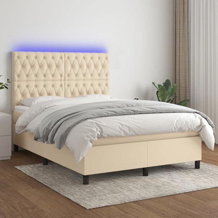 VidaXL Sommier à Lattes de Lit avec Matelas et LED, Lit Rembourré, Lit Double, Lit Adulte de Chambre à Coucher Intérieur, 3135122