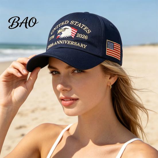 Independence Day Cap Baseball Cap, Vintage Worn Style Washed Denim Hat, 250th Anniversary Ripped 1776-2026 Embroidered Patriotic Dad Adjustable