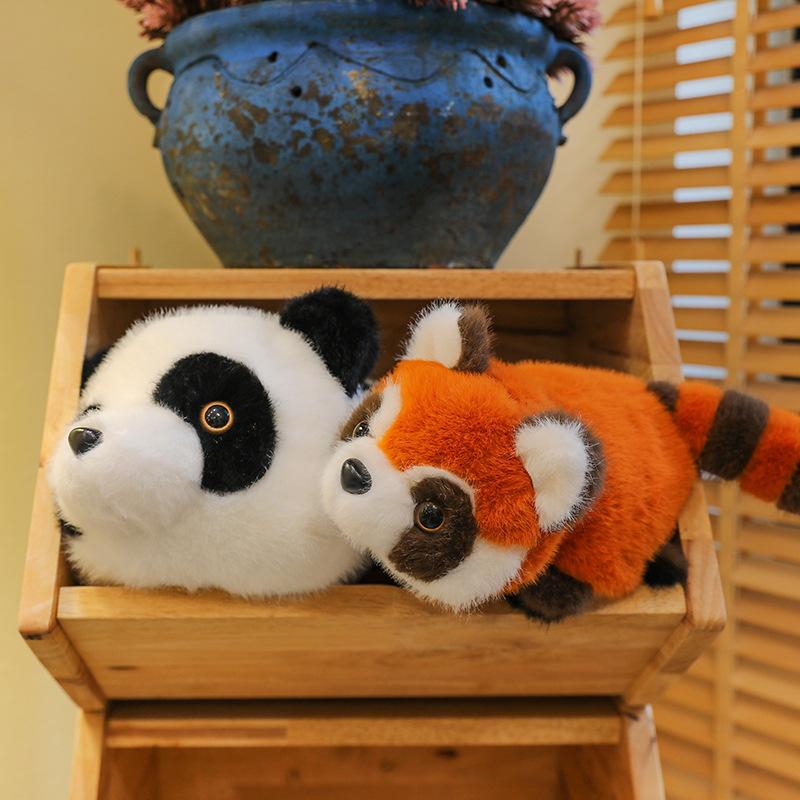 Funny Red Panda Doll Turns Into a Little Raccoon, Lying Down, Giant Panda Plush Toy, Flip Doll, Birthday Gift Girl