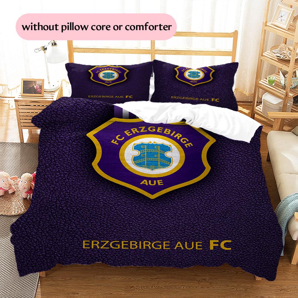 FC Erzgebirge Aue Pattern Bedding Quilt Set Home Decoration Gift (1 * Duvet Cover + 2 * Pillowcase Without Core)