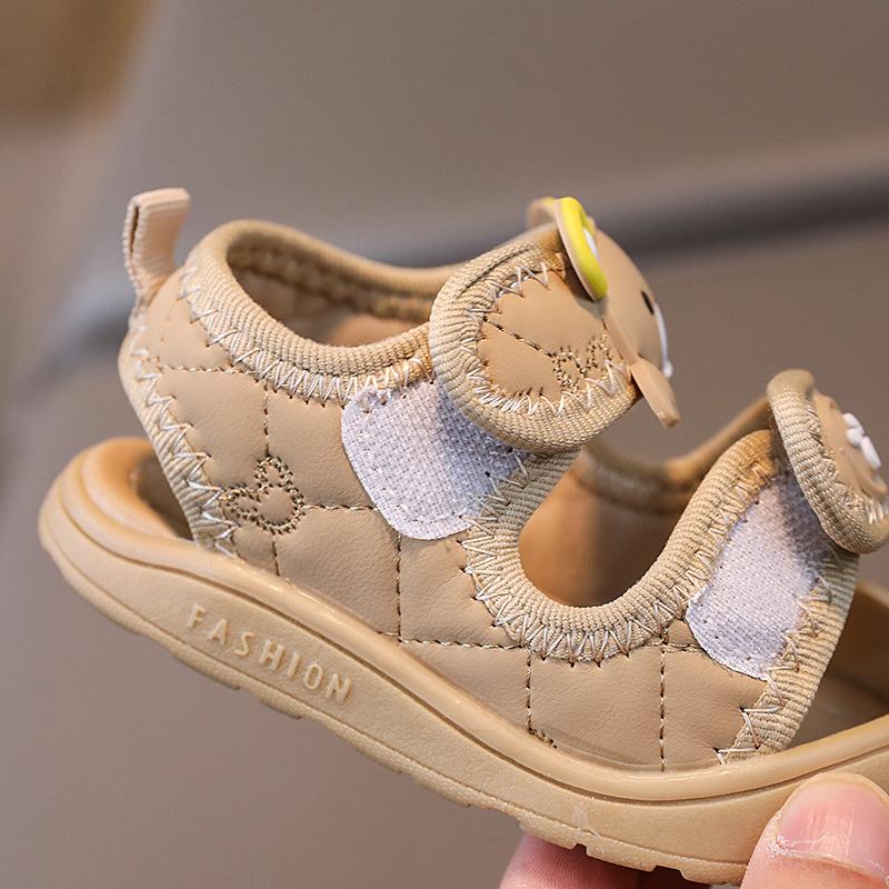 Korean Version Men's Soft Soled Summer Anti Slip Girls' Teddy Bear Beach Shoes 0-2 Years Old Baby Girls' Walking Sandals