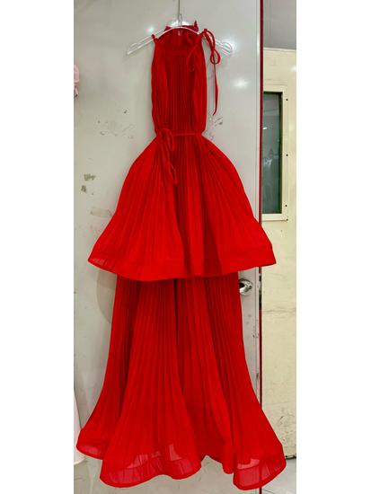 European & American Sexy Pleated Tiered