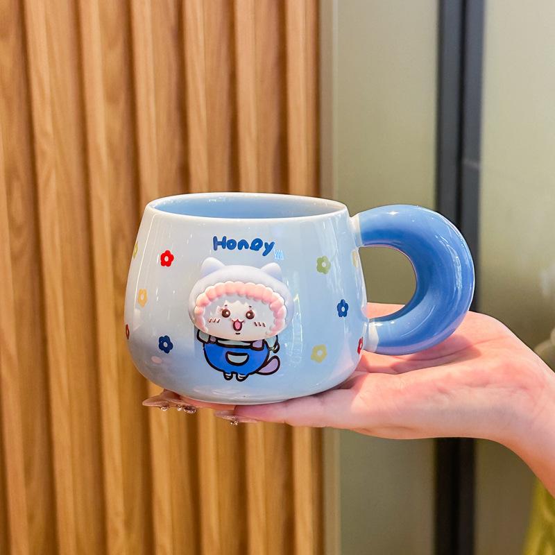 

Высококачественная милая керамическая чашка для пары, чашка для девочек, домашняя кофейная чашка, детская кружка, подарок на день рождения 401-500ml