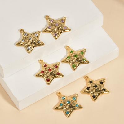 5pcs/lot Gold Plated Crystal Star Pendant Stainless Steel Charms For DIY Necklace Earrings Jewelry Making Accessories