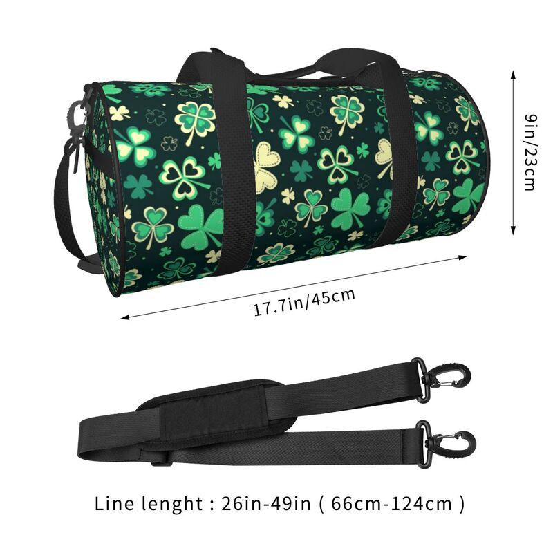 Irish Four Leaf Clovers Print Travel Duffel Bag Lightweight Waterproof Durable Handbags Yoga Gym Sports Bag Fitness Bags Gifts