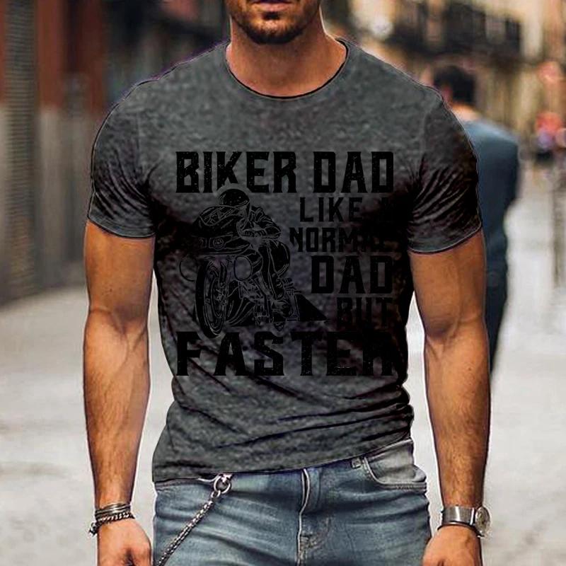 New Biker Dad Print Men's T Shirt Funny Fashion Father Day Gifts Tee Harajuku Letter Graphic T Shirts Men Casual Street T-shirt
