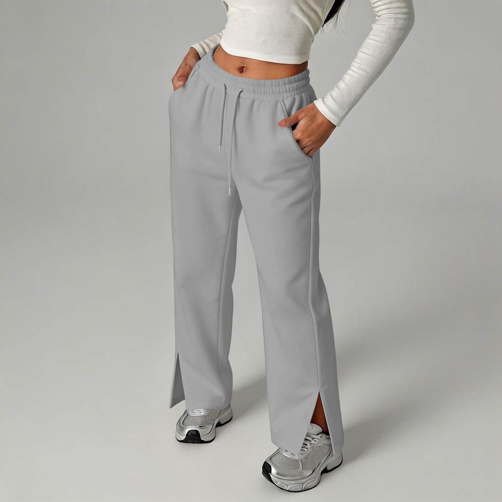 Women's Fashion Casual Wide Leg Sweatpants with Split Hem for Everyday Wear