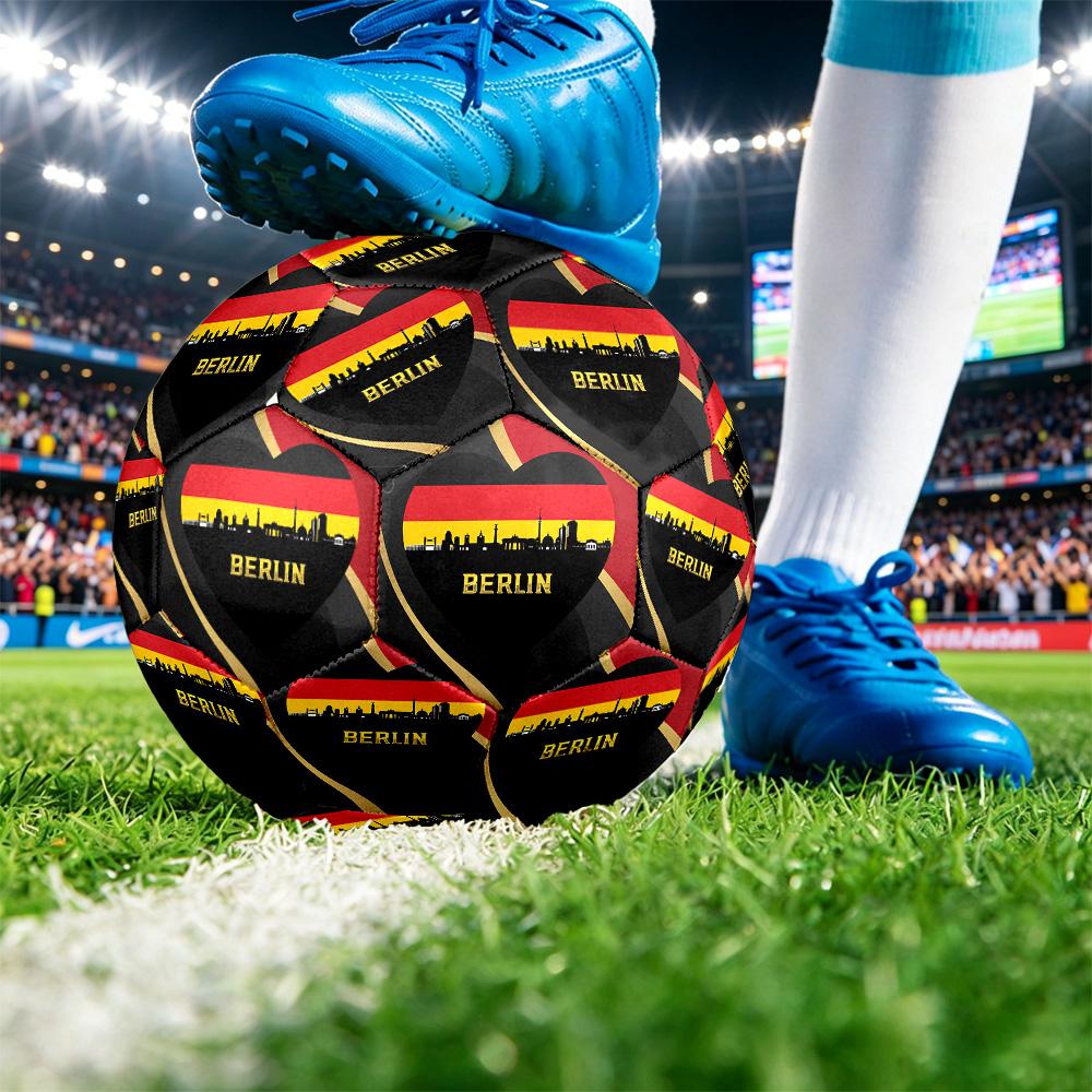 Deutschland Fußball Bedruckt Größe 5 Fußball Ball Verschleißfest Standard Erwachsenen Trainingsfußball Fan Geschenk für Indoor Outdoor Spiel Sport