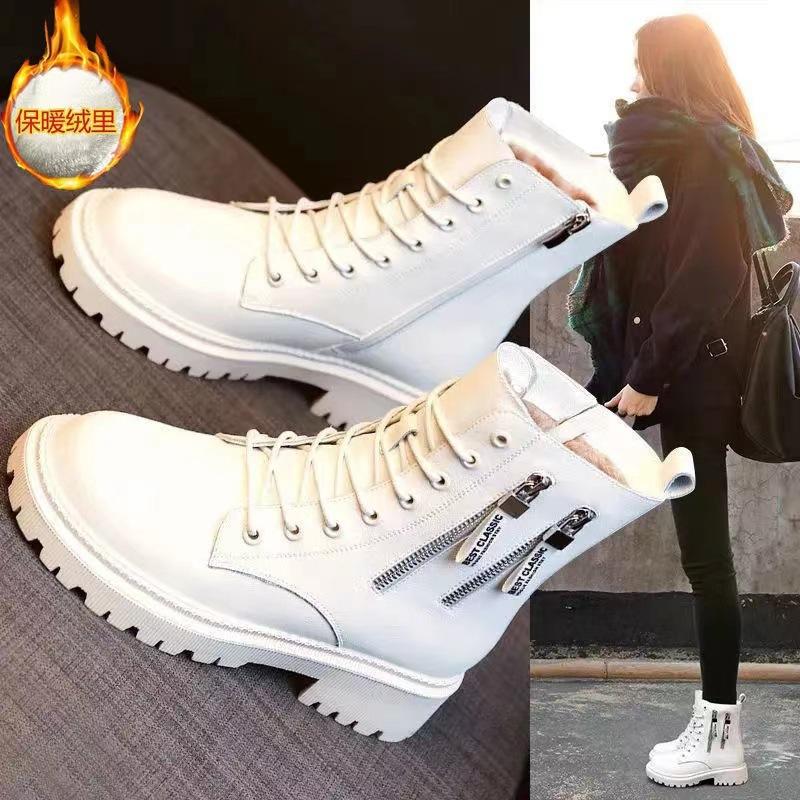 

Мартинсы на внутренней платформе, женская обувь, новые универсальные теплые короткие ботинки, осенне-зимние бархатные сноубутсы 42