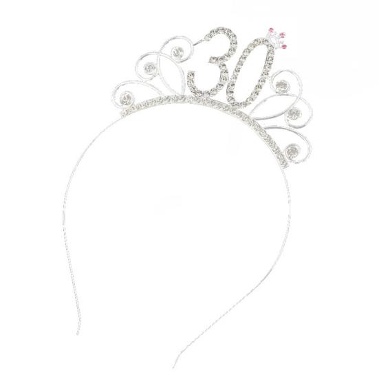 

16/18/21/30/40/50/60/80 Birthday Party Tiara Crown Headband Hair Loop Decoration 30 Years Old