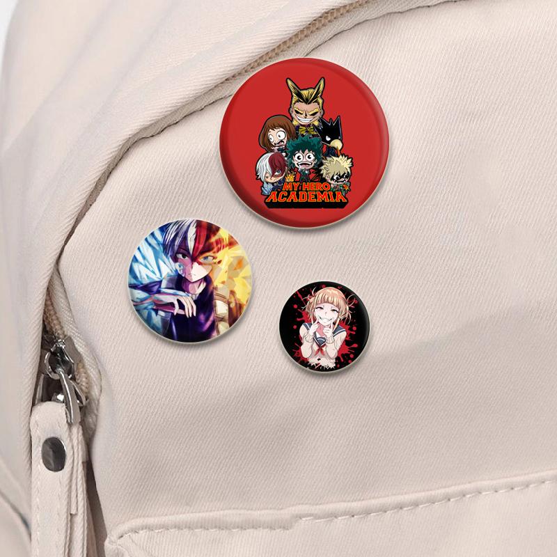 32/44/58mm Anime My Hero Academia Brooch Midoriya Izuku Bakugou Katsuki Todoroki Shoto Cartoon Badge Accessories Jewelry Gift Handmade Round Pins