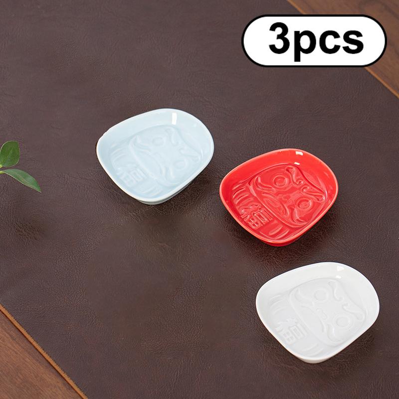 Japanese Ceramic Daruma Sauce Dish Seasoning Dish Small Plate Cone Incense Tray Cone Insences Burner Holder Home Desk Decor