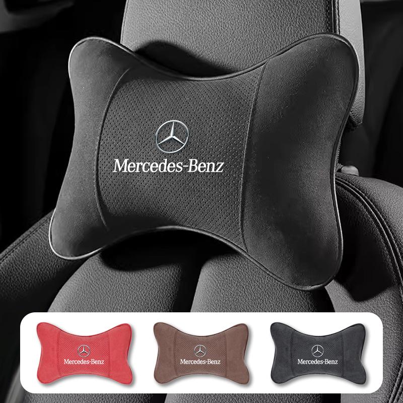 New 80% Car Suede Headrest Neck Support Auto Seat Accessories For Mercedes Benz AMG W204 W205 W203 W211 W212 W213 W201 W210 W12