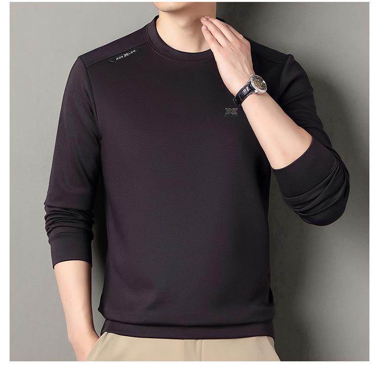 Men's High-End Wool-Blend Mulberry Silk Fleece-Lined Long-Sleeve Sweatshirt