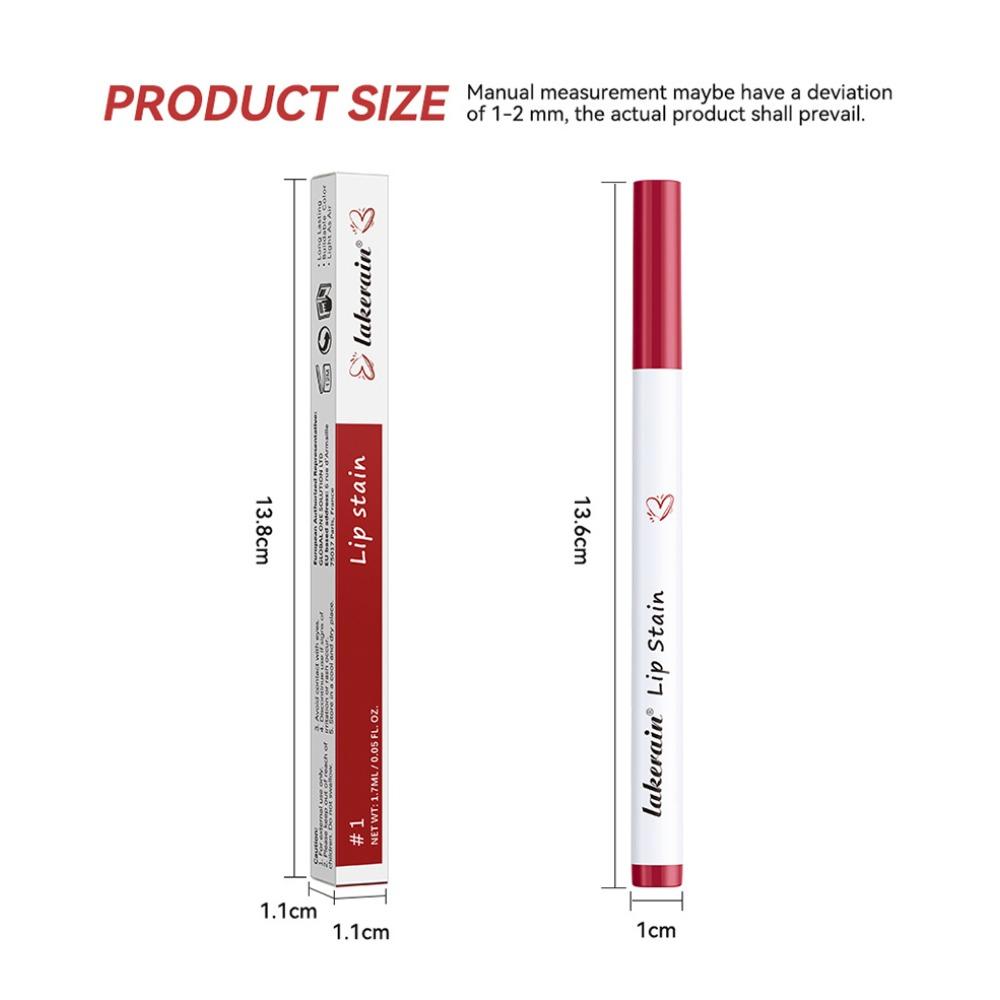 Lakerain Lip Stain Pen: Long-Lasting Waterproof Matte Lip Liner & Kiss-Proof Lightweight Color, 6 Shades for Precise Lip Shaping & All-Day Wear