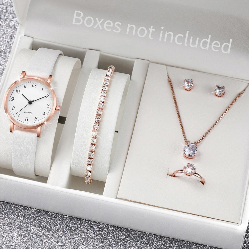 Xiaomi 5/6PCS Fashion Women's Quartz Watch Leather Band Analog Quartz Watches with Diamond Jewelry (Without Box)
