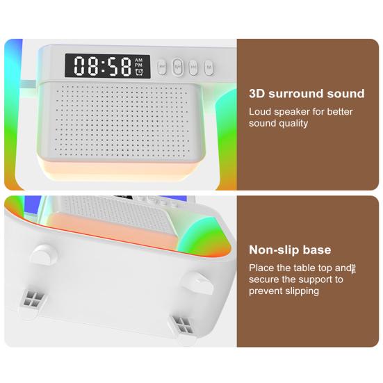 Clock RGB Night Light 15W Fast Charging Wireless Charger Home Office Desktop Digital Clock Table