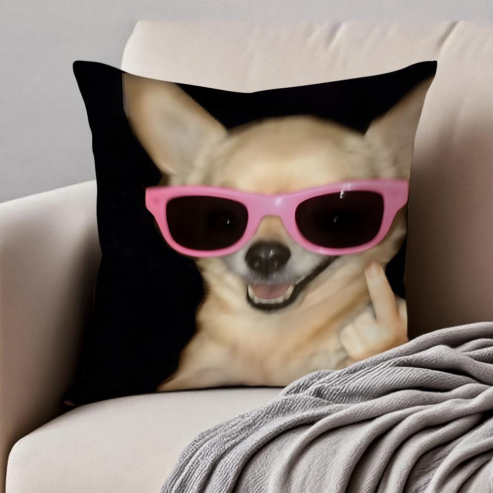 Abstract Cute Funny Pet Dog Meme Cushion Cover Pillowcase Antidustmite Invisible Zipper Short Plush Sofa Cushion