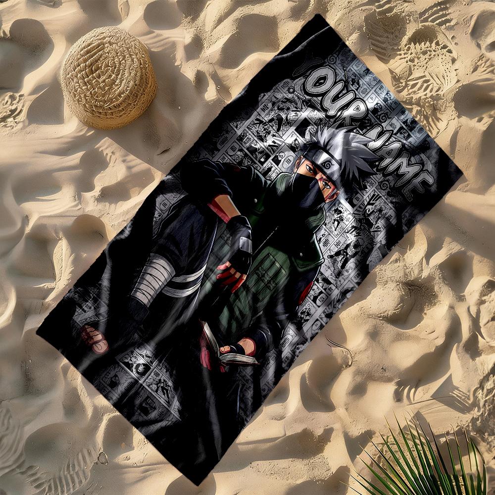Naruto Character Customize Text Beach Towel Super Soft & Absorbent Portable for SwimmingBeachCamping Travel Beach AccessoriesGym