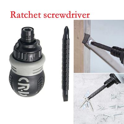 1pc Dual-Purpose Slotted Cross 2 In1 Ratchet Magnetic Screwdriver Repair Hand Tool Labor-Saving Cross Slotted Screwdriver Set