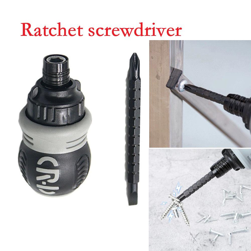 

Dual-Purpose Slotted Cross 2 In1 Ratchet Magnetic Screwdriver Repair Hand Tool
