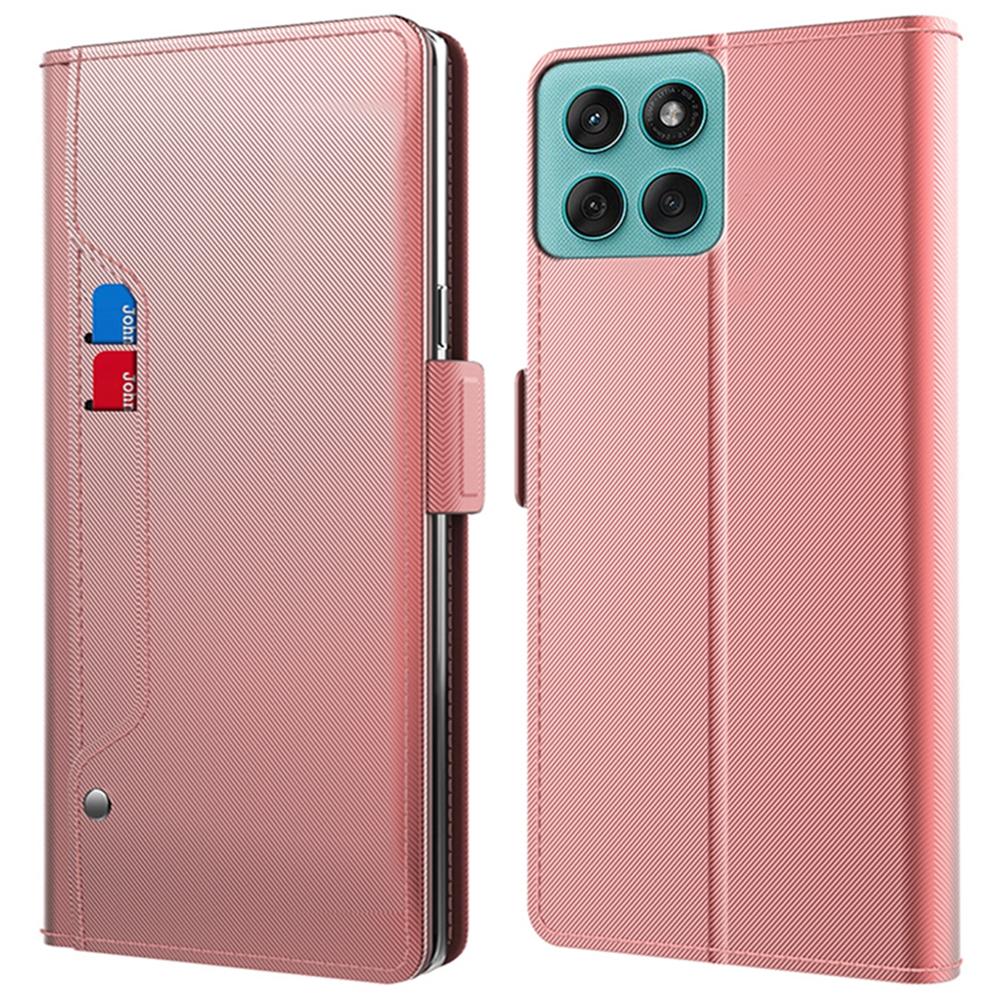 For Motorola Edge 60 Pro 5G Case Stand PU Leather Phone Cover Card Holder Mirror