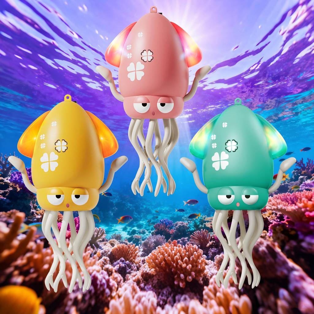 Squid Crawling and Dancing Electric Squid Toy with LED Lights and Automatic Obstacle USB Includes Fishing Pretends To Indoor Birthday Gift and Toy,
