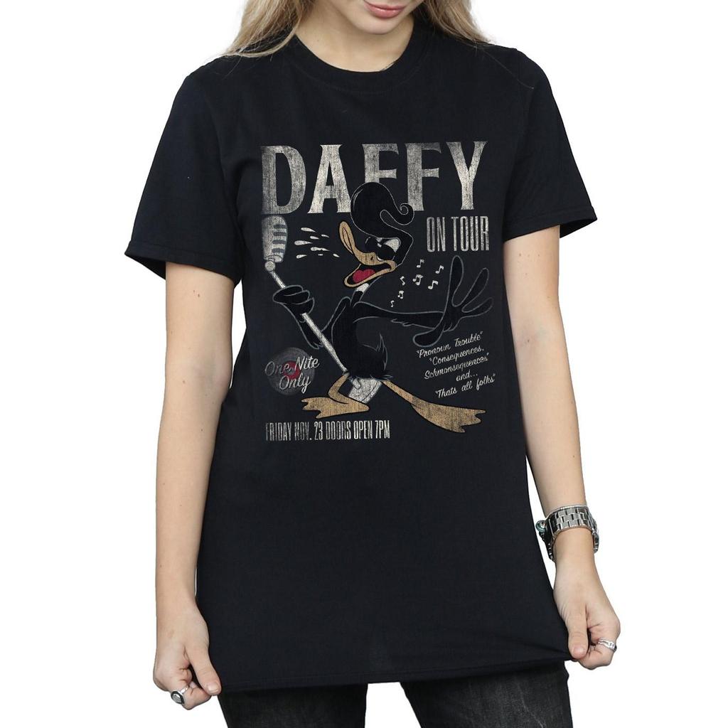 Looney Tunes Womens/Ladies Daffy Duck Concert Cotton Boyfriend T-Shirt