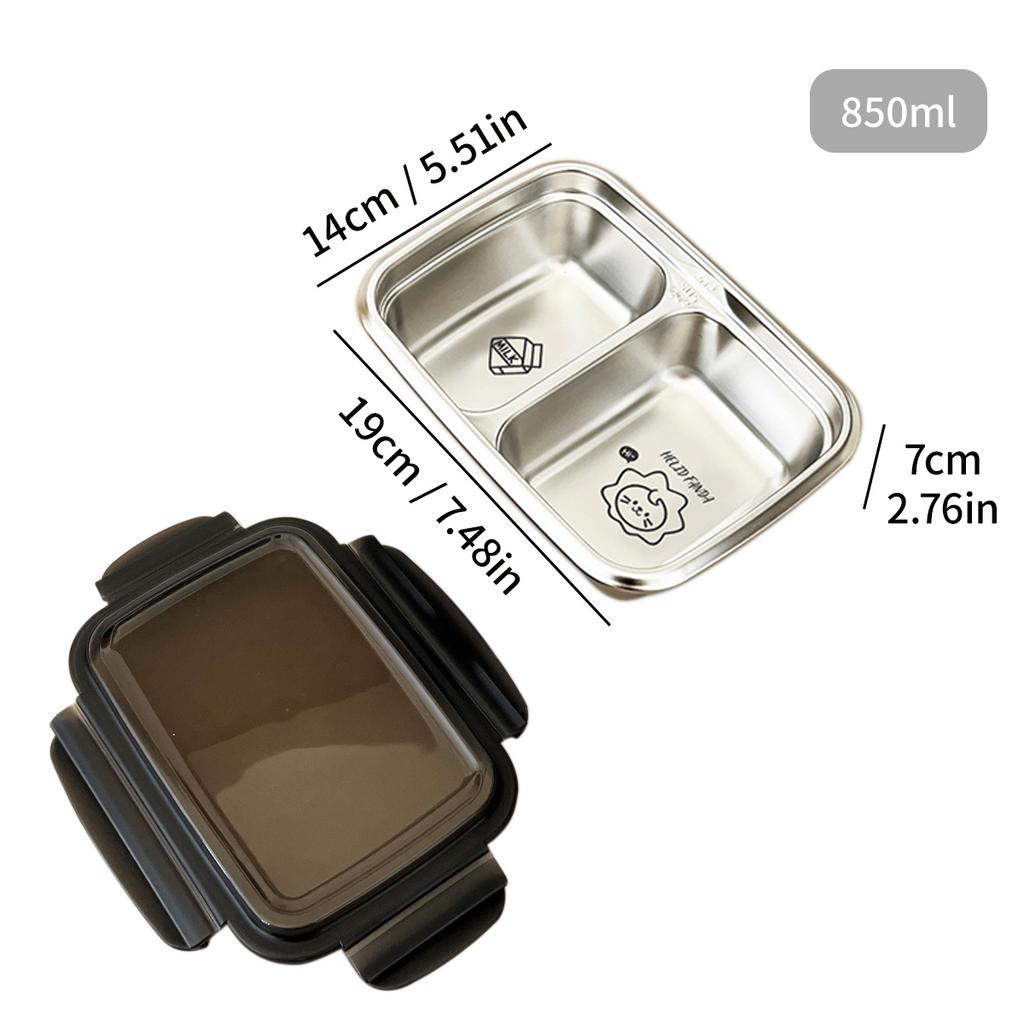 WORTHBUY 304 Stainless Steel Divided Bento Lunch Box Portable Leak-proof Food Container With Compartments For Students Kids
