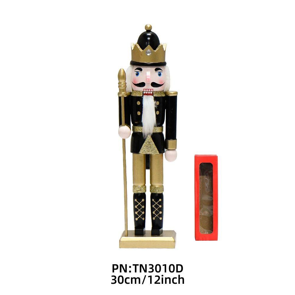 

Painted Soldier Doll Handicraft Handcraft Figurine Advent Supplies Nutcracker Doll Xmas Party King Crown Staff