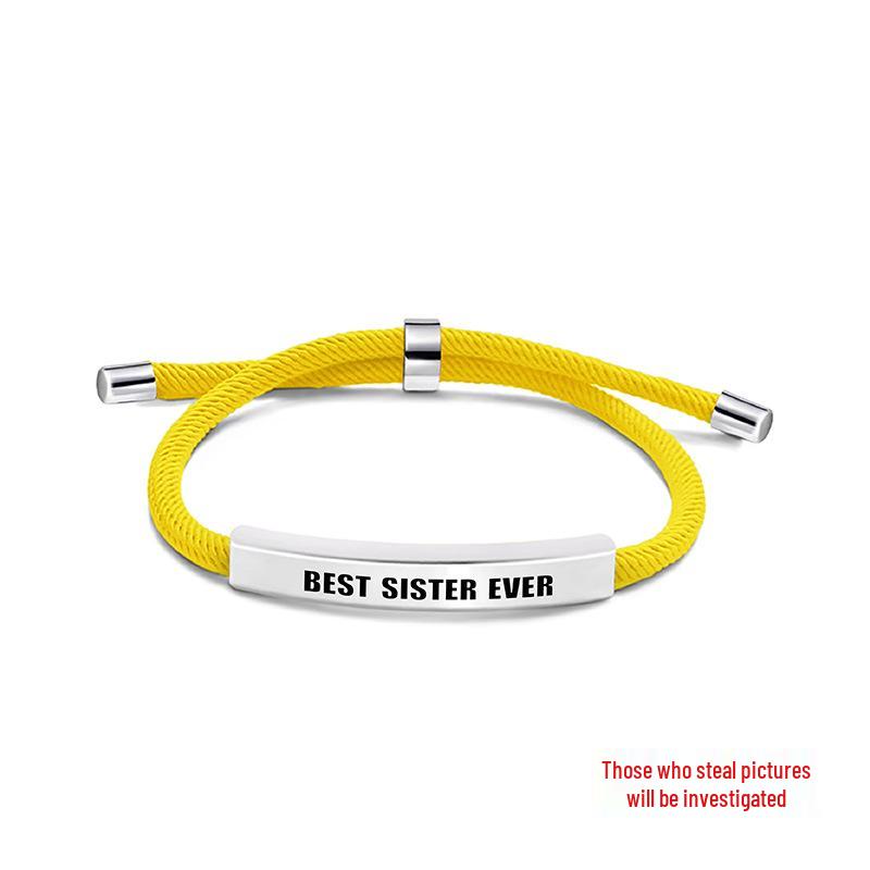 Multicolor Woven Rope Friendship Bracelet - Engraved Stainless Steel Christmas Gift