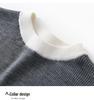 Women's Color-Block Knit Sweater, Long Sleeves, Fine-Spun Wool, French Style, Warm Base Layer for 2025 Autumn/Winter