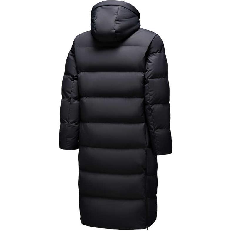 Anta Sports Lifestyle Series Solid Color Zipper Hooded Comfortable Breathable Long Down Jacket Unisex Outerwear Black 452440207-2