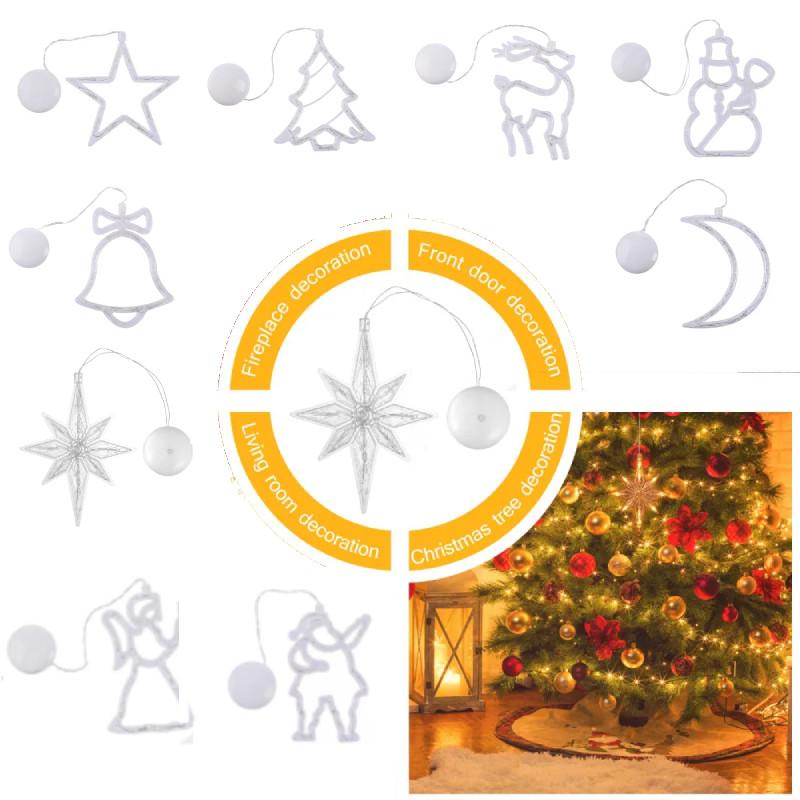 Weihnachtsbeleuchtung am Fenster mit Saugnapf-Hängesternen (batteriebetrieben)