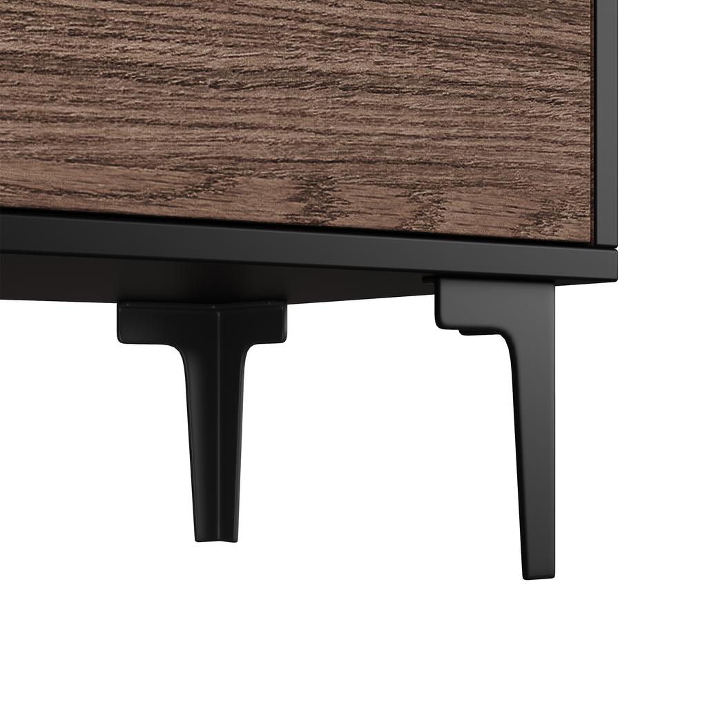180*35*49cm Lowboard TV Cabinet with 2 Cabinets, TV Board with Open Storage Compartments, Dark Walnut Colored, Suitable for 80 Inch TVs